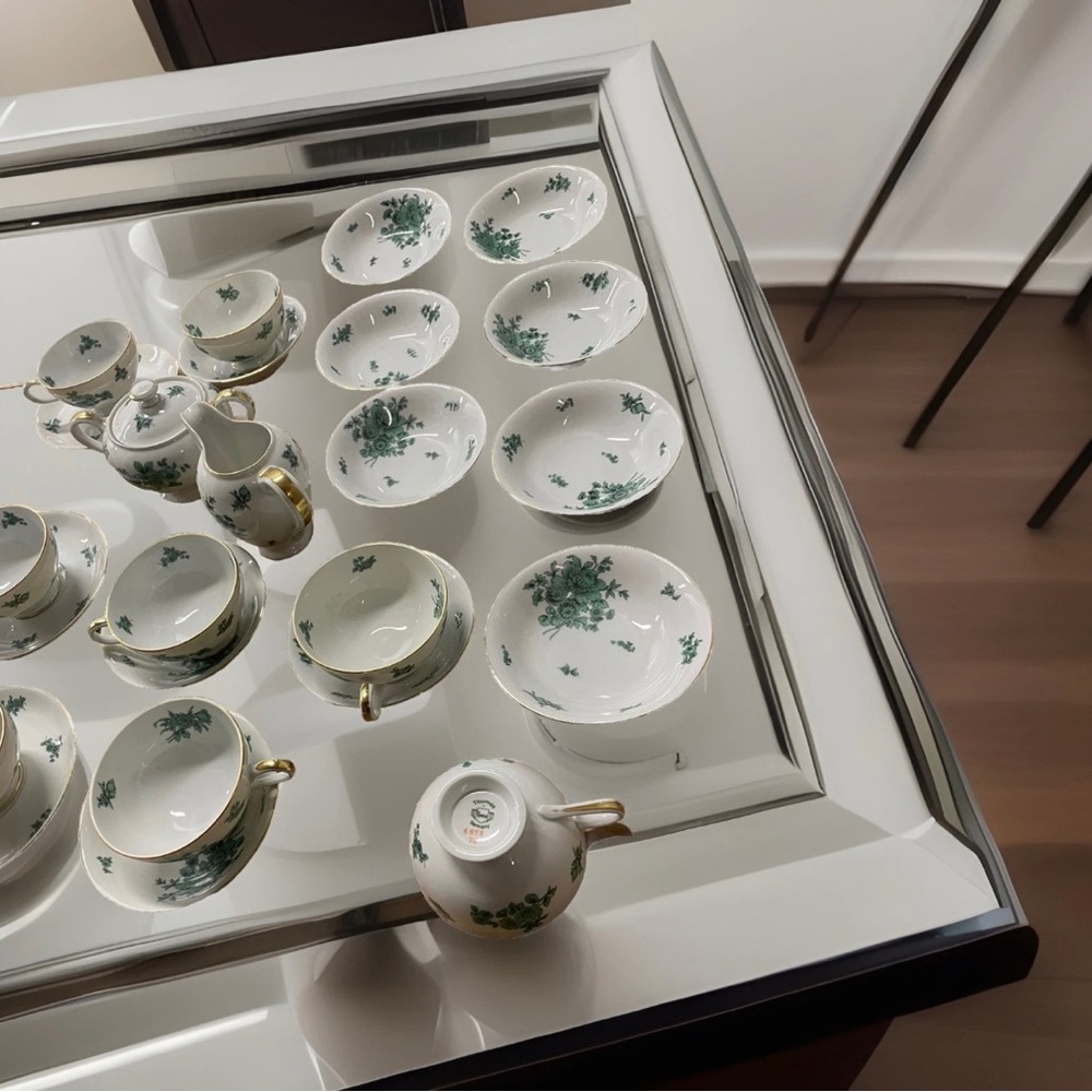 VINTAGE THOMAS ROSENTHAL BONE CHINA BAVARIA TEA CUP SAUCER SETS Green FLOWERS 🔥🔥